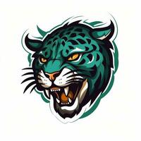 jaguar hoofd mascotte esport logo vector illustratie met geïsoleerd achtergrond generatief ai foto