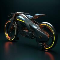 futuristische motorfiets Aan de donker achtergrond gemaakt met generatief ai technologie foto