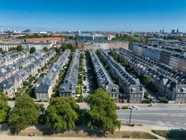 antenne visie van de daken van kartoffelraekkerne buurt, in oesterbro, Kopenhagen, Denemarken. foto