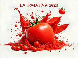 ai gegenereerd kaart ontwerp, achtergrond voor la tomaat festival in Spanje, bunol foto