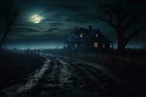 halloween donker huis achtergrond foto