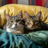 schattig katten in bed foto