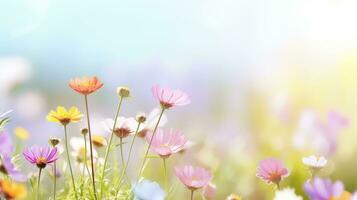 kleurrijk bloemen weide achtergrond foto