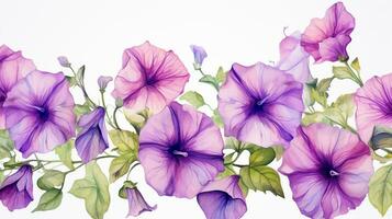 naadloos patroon van petunia bloem in waterverf stijl geïsoleerd Aan wit achtergrond. petunia bloem structuur achtergrond. generatief ai foto