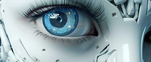vrouw technologie vrouw schoonheid visie oog omhoog detailopname gezicht menselijk gezond detailopname futuristische robot foto