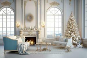 wit kamer met Kerstmis decoratie foto