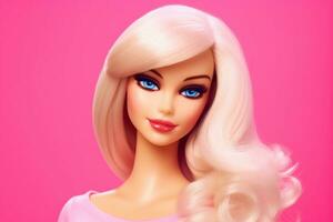 Barbie pop met lang blond haar- en blauw ogen foto