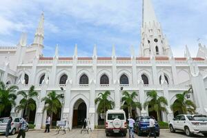 chennai, Indië - juli 14, 2023 san thuis kerk, ook bekend net zo st. Thomas kathedraal basiliek foto