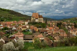 biertan een heel mooi middeleeuws dorp in Transsylvanië, Roemenië. een historisch stad- in Roemenië dat heeft bewaard gebleven de frankisch en gotisch bouwkundig stijl. reizen foto. foto