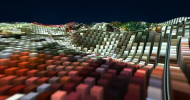 abstract kleurrijk landschap van futuristische rechthoeken in beweging golven achtergrond foto