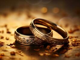 twee mooi bruiloft ringen generatief ai foto