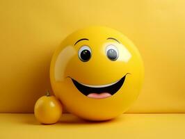 geel smiley emoji met geïsoleerd achtergrond generatief ai foto