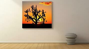 Arizona woestijn in Verenigde staten heeft een levendig zonsopkomst met cactus boom silhouetten foto