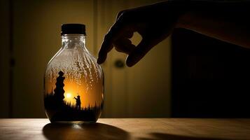 fles suiker. silhouet concept foto