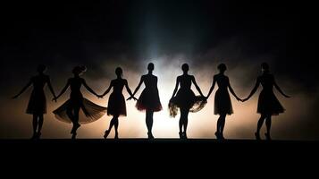 modern ballet artiesten in schaduw. silhouet concept foto