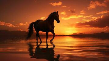 zonsondergang paard silhouet foto