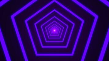 Purper futuristische spiraal tunnel Pentagon neon straal energie abstract, abstract technologie achtergrond looping animatie, cyber disco balken dynamisch effect, heelal verlichte gloed foto