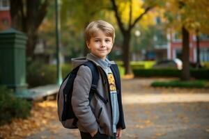jongen gaat naar school- foto