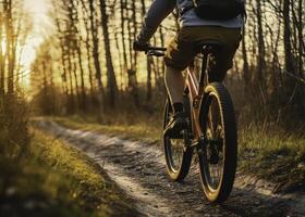 fietser rijden een berg fiets rijder - ai generatief foto