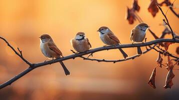 sociaal vogelstand in winter. silhouet concept foto