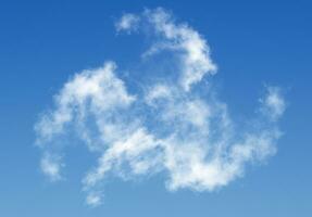 draak vormig wolk geïsoleerd over- blauw lucht achtergrond foto