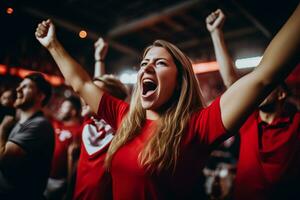 Canadees Amerikaans voetbal fans vieren een zege foto