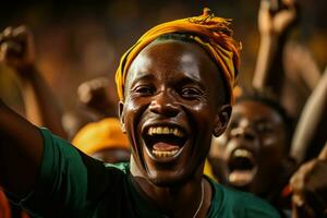 malian Amerikaans voetbal fans vieren een zege foto