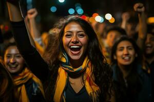 Ecuadoriaans Amerikaans voetbal fans vieren een zege foto