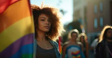 lgbtq activisten het marcheren voor rechten. foto