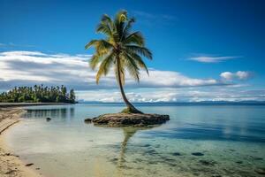 strand met palm bomen ai gegenereerd foto