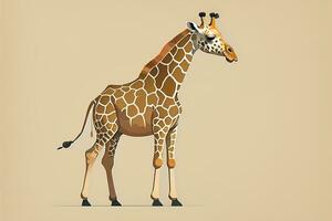 giraffe geïsoleerd Aan oranje achtergrond. tekenfilm stijl. vector illustratie. ai generatief foto