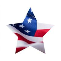 Amerikaans vlag in ster vorm geïsoleerd Aan wit achtergrond foto