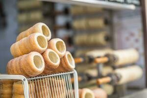 trdelnik traditioneel Tsjechisch Slowaaks of Hongaars zoet gerold gebak foto