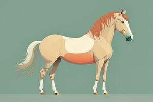 bruin en wit paard staan. vector illustratie. ai generatief foto