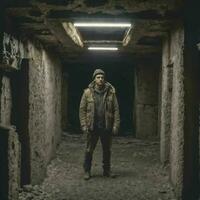 overlevende mensen Bij Apocalypse wereld in ondergronds kelder bunker , generatief ai foto