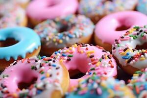 donuts met glimmertjes detailopname. ai generatief foto