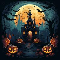 halloween poster materialen geanimeerd stijl hoog kwaliteit ai gegenereerd beeld foto