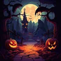 halloween poster materialen geanimeerd stijl hoog kwaliteit ai gegenereerd beeld foto