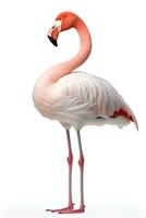 roze flamingo geïsoleerd Aan wit achtergrond. generatief ai foto