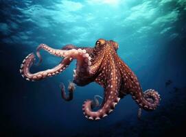 Octopus zwemmen in de oceaan. generatief ai. foto