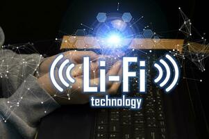 li-fi w-lan, internet en netwerk technologie - inschakelen hoge snelheid li-fi verbindingen. foto