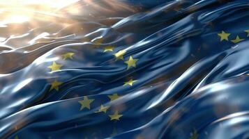 vlag van Europa Aan een mooi achtergrond. hoog resolutie illustratie generatief ai, ai gegenereerd foto