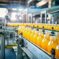 drinken fabriek productie lijn fruit sap drank Product Bij transportband riem foto