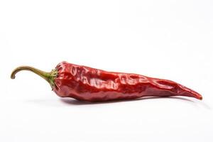 een rood Mexicaans droog Chili peper Aan een wit achtergrond ai generatief foto