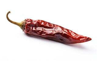 een rood Mexicaans droog Chili peper Aan een wit achtergrond ai generatief foto