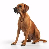 ai generatief rhodesian ridgeback ras hond geïsoleerd Aan een helder wit achtergrond foto