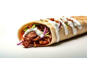 doner kebab geïsoleerd Aan wit achtergrond ai gegenereerd foto