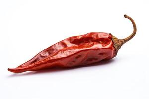 een rood Mexicaans droog Chili peper Aan een wit achtergrond ai generatief foto