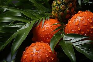 tropisch fruit met water druppels - ai generatief foto