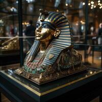 Egyptische standbeeld in een museum - ai generatief foto